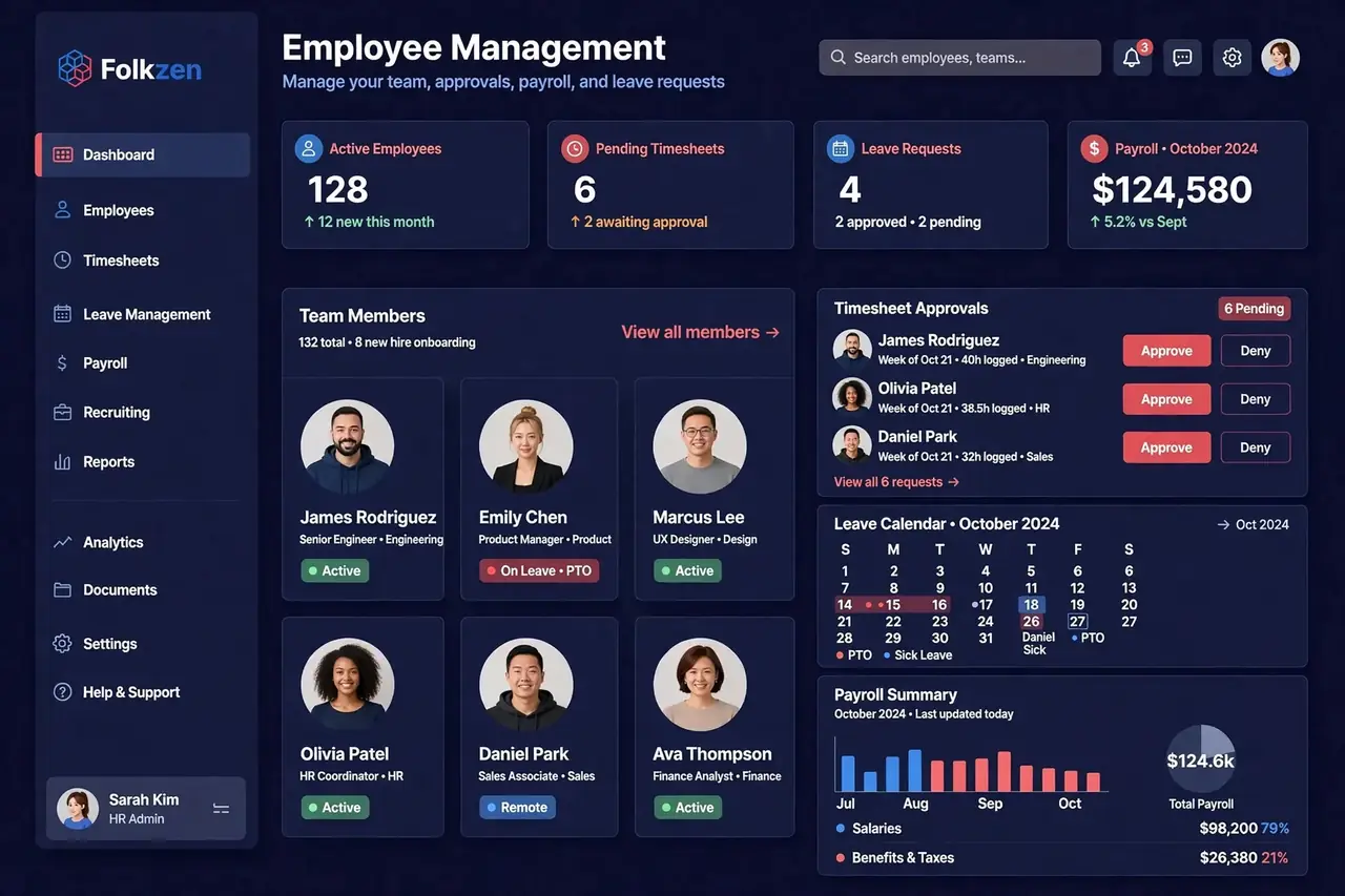 Folkzen HR operations dashboard